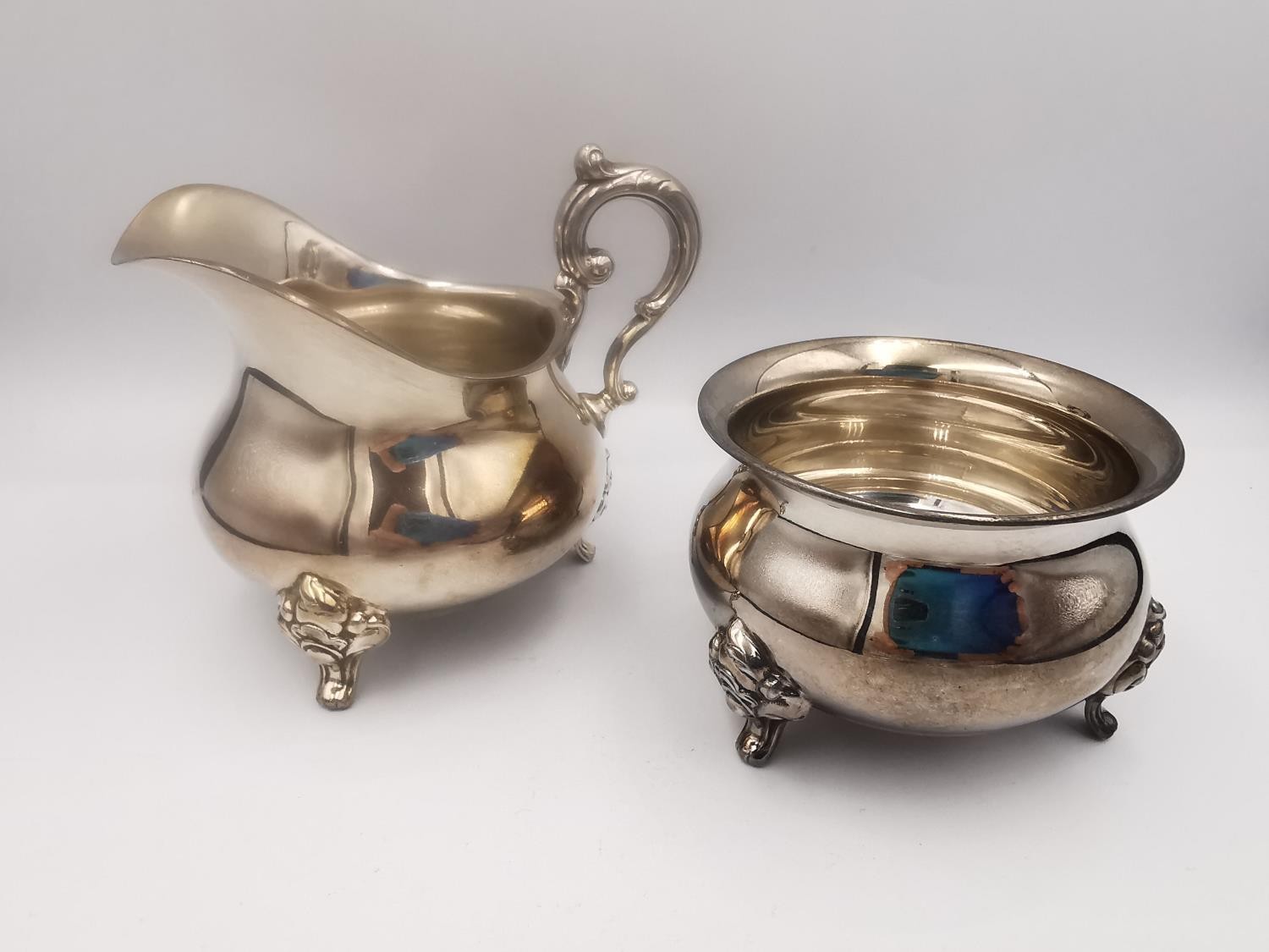 A matching German silver milk jug and sugar bowl, along with a small German silver vase and an - Image 2 of 8