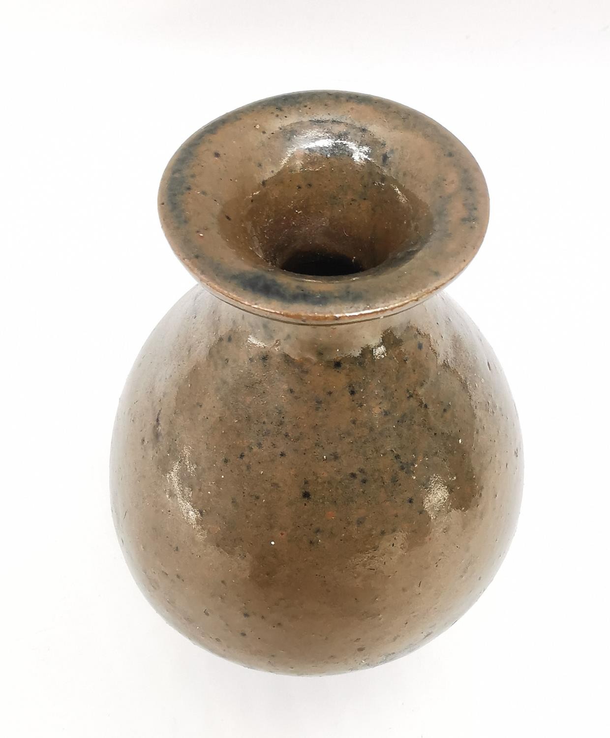 Three 20th century Japanese brown glaze bottle vases with raised character mark to the base. H.15cm - Image 7 of 11
