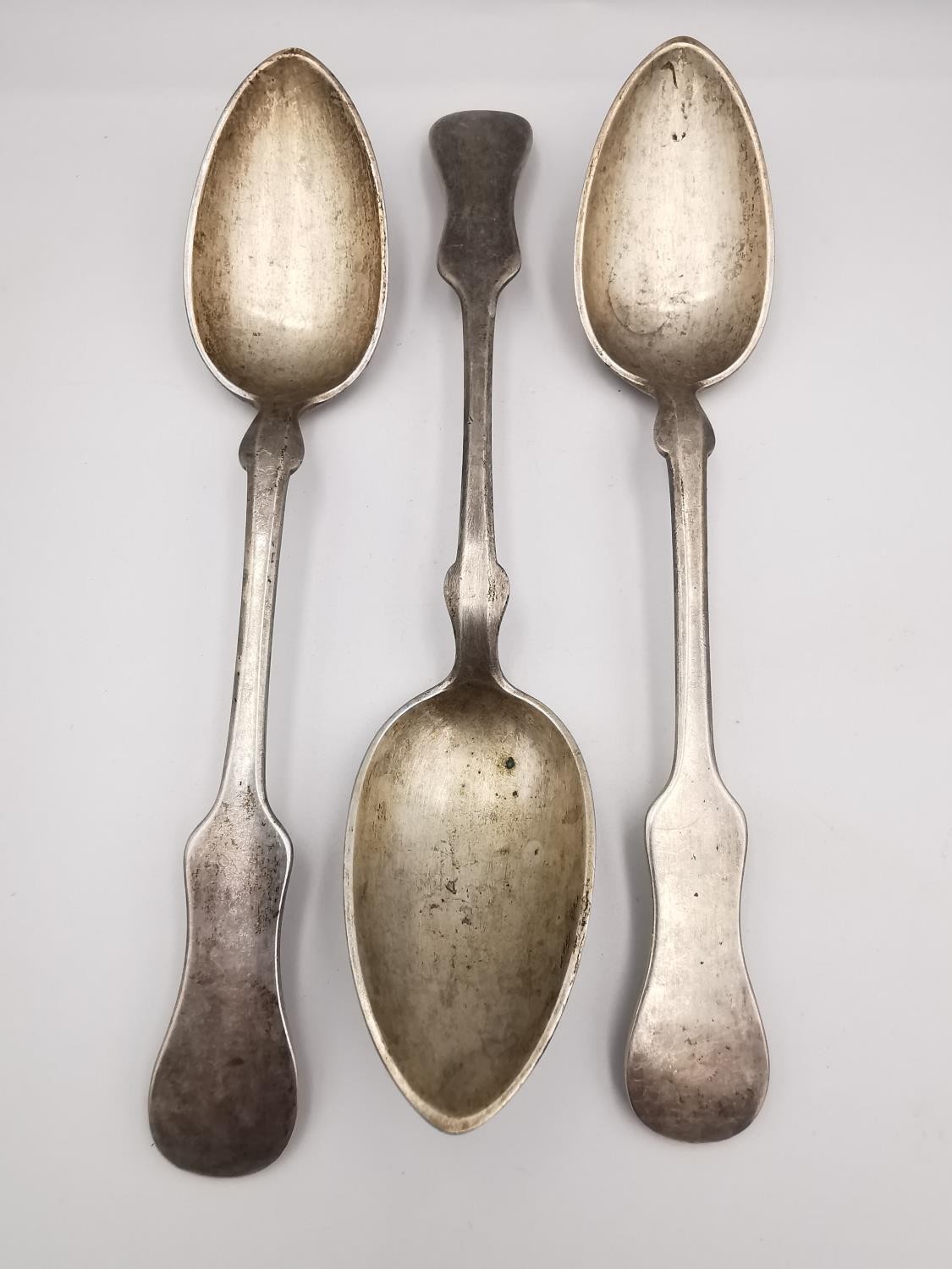 A large 19th century Austrian silver ladle and three matching serving spoons. Hallmarked with - Image 5 of 7