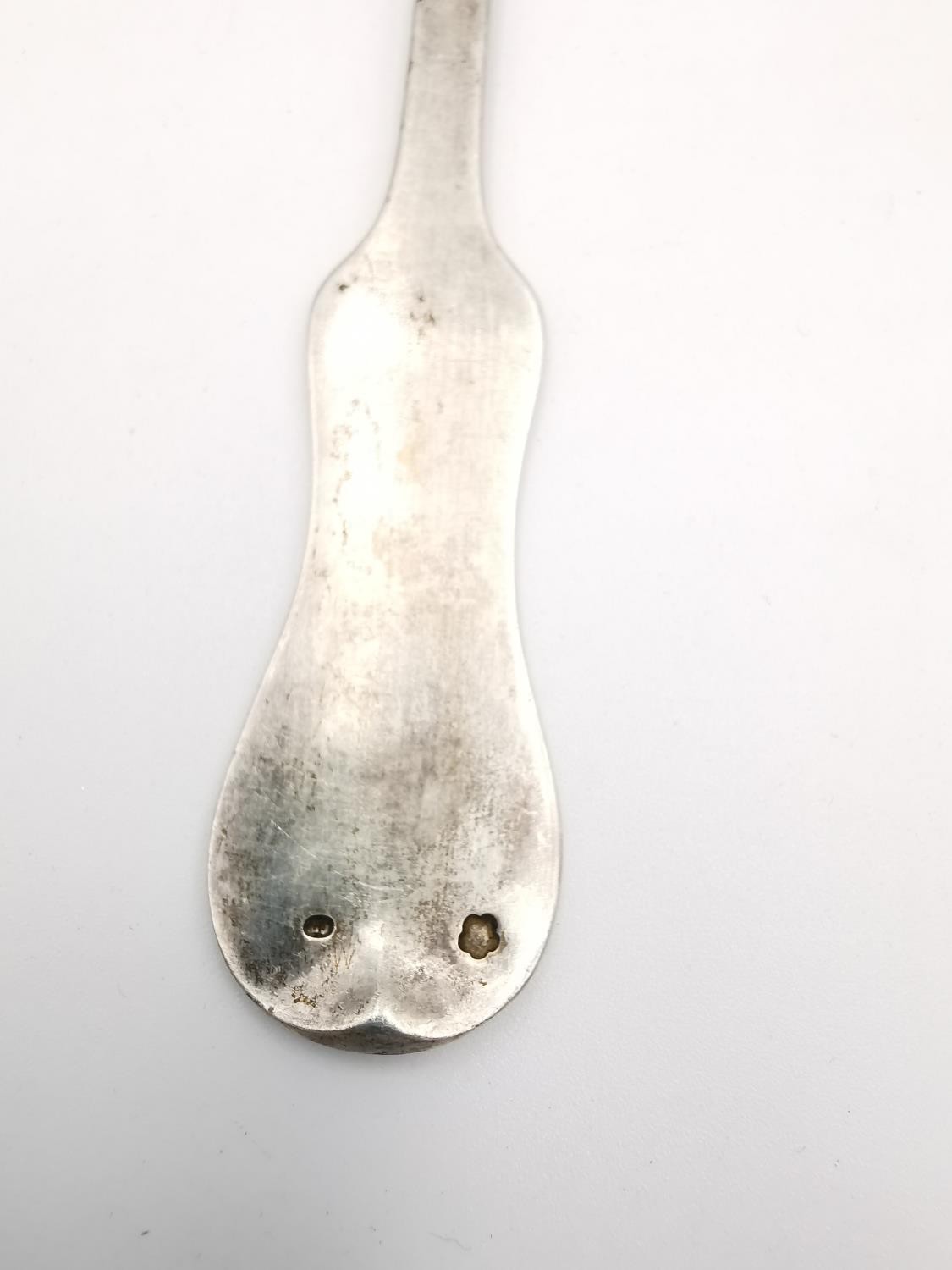 A large 19th century Austrian silver ladle and three matching serving spoons. Hallmarked with - Image 7 of 7