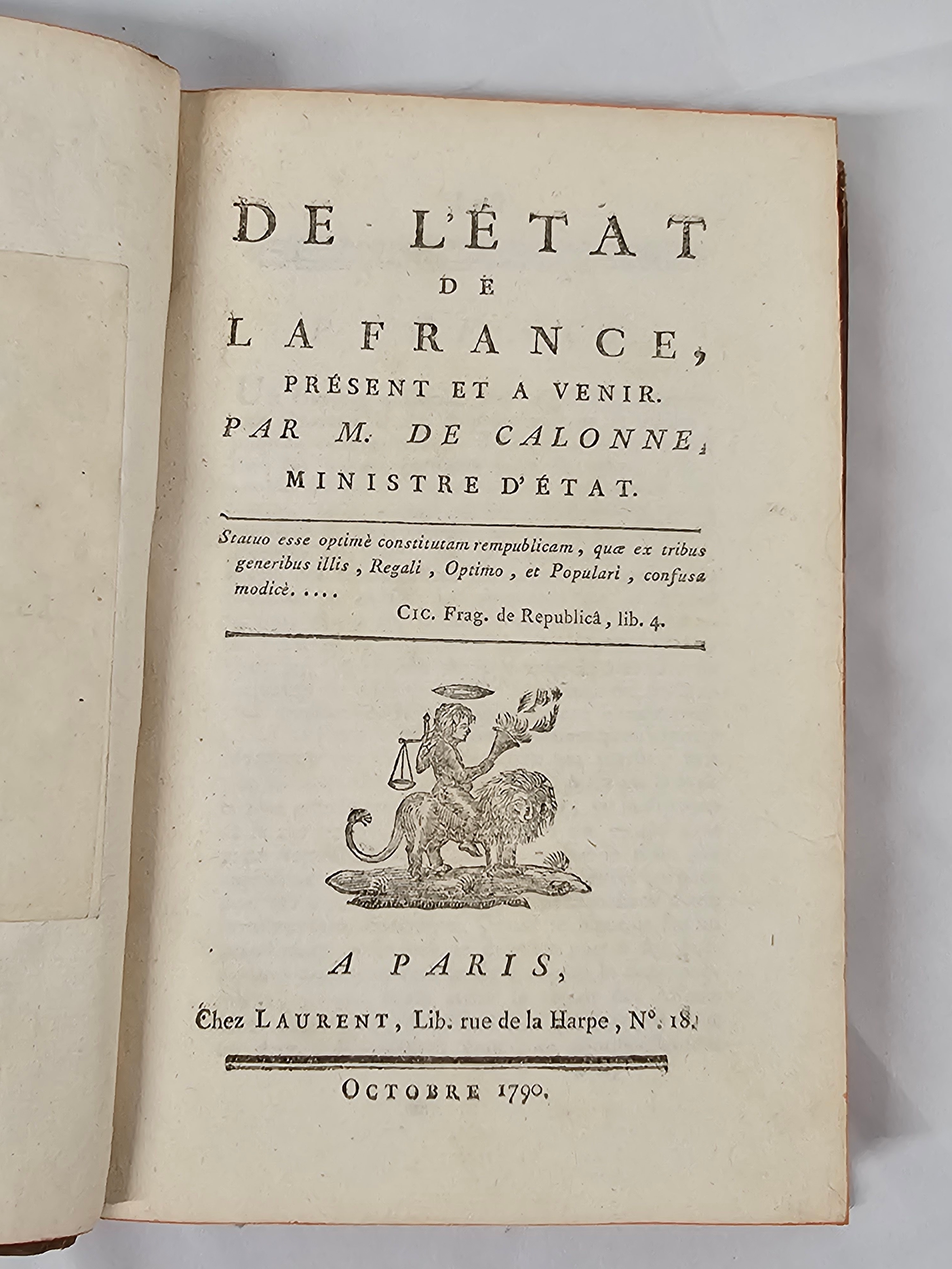 De l'État de la France, présent et a venir. Charles Alexandre de Calonne. Published Paris, 1790. H. - Image 7 of 7