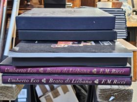 Franco Maria Ricci. A collection of eight books including Imago urbis and Umberto Eco's Beato di