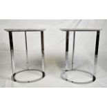 Lamp or occasional tables, a pair, contemporary chrome and marble. H.49 D.30cm.