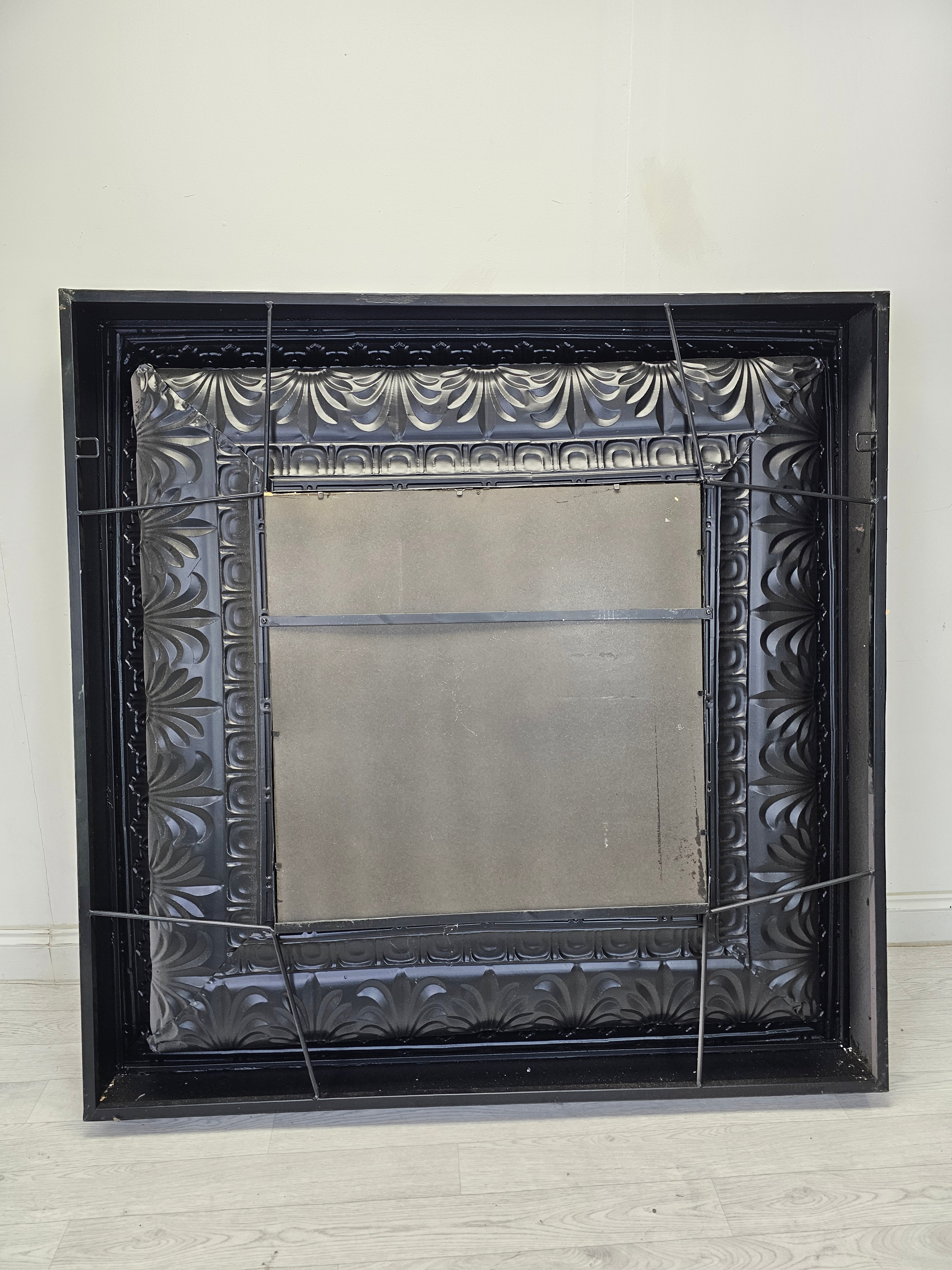 A large contemporary Baroque style metal wall mirror fitted with a faux aged glass plate. H.140 W. - Image 5 of 5