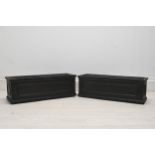 A pair of 19th century style faux lead planters, modern in fibreclay. H.18 W.50 D.16cm.
