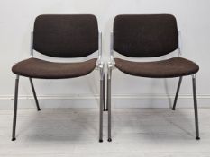 A pair of vintage style aluminium framed stacking chairs. H.76 W.56 D.56