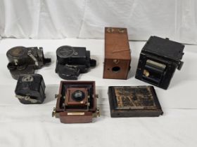 A collection of Vintage and Antique cameras including a Lancaster Instantograph 1/4 plate and a