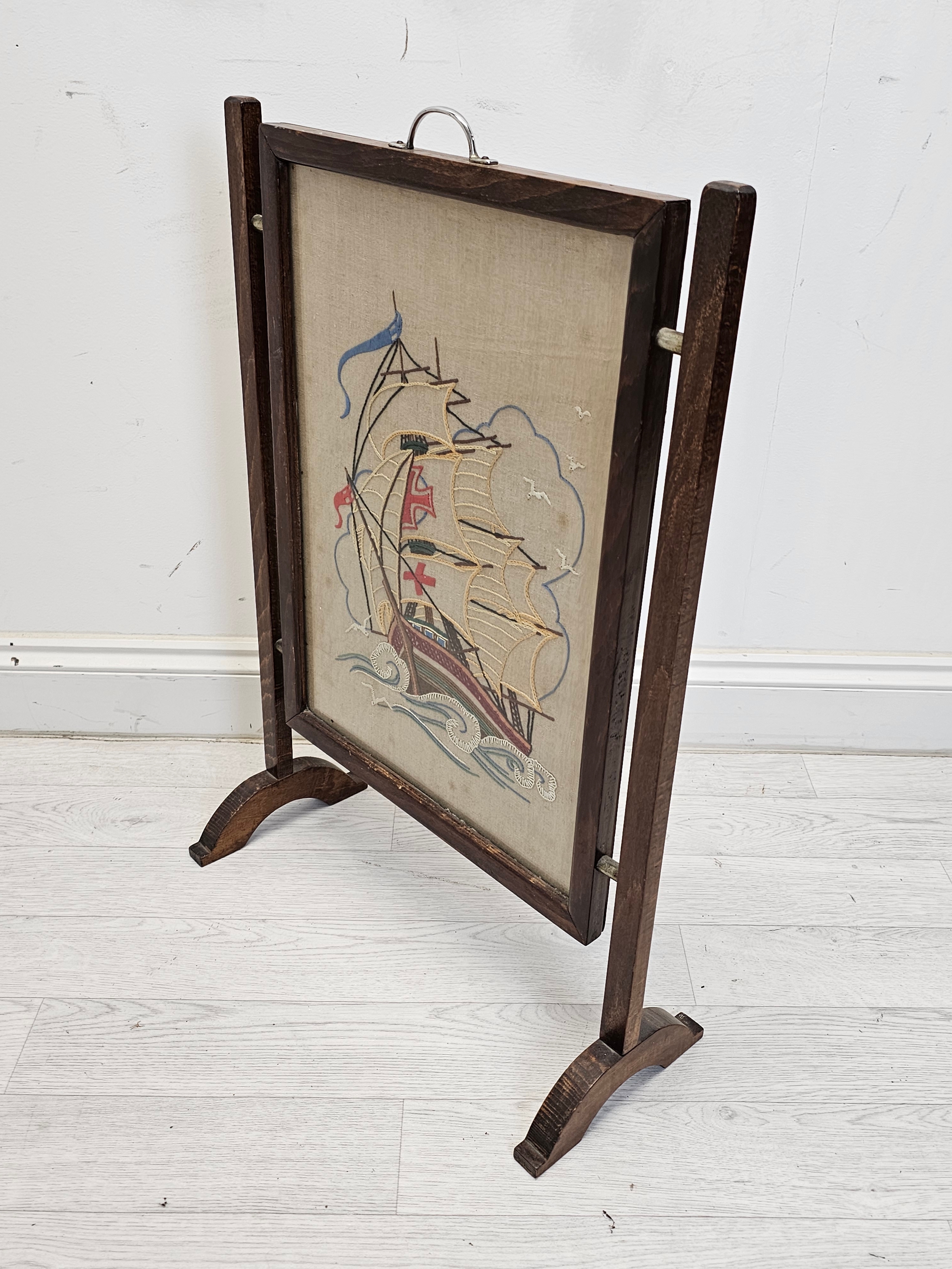 A mid century glazed tapestry fire guard. H.72 W.50cm. - Image 2 of 3