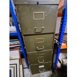 A vintage metal and brass filing cabinet. H.130 W.50 D.63cm.