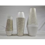 Vases, a collection of three contemporary in an art pottery style. Tallest is H.30cm.