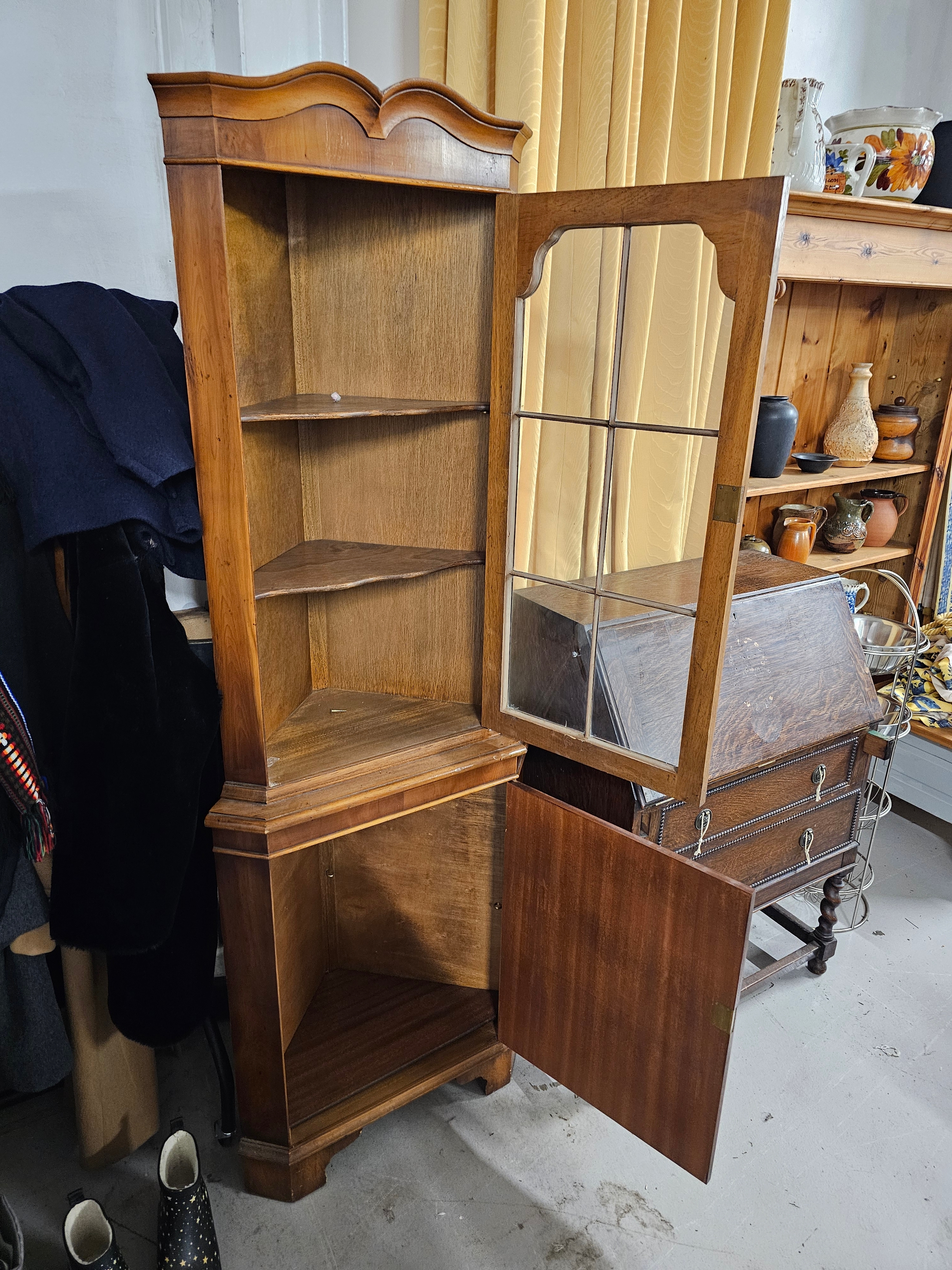 Corner cabinet, Georgian style yew. H.186 W.66 D.35cm. - Image 2 of 3