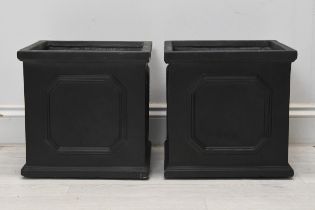 A pair of 19th century style faux lead planters, modern in fibreclay. H.33 W.33 D.33cm.