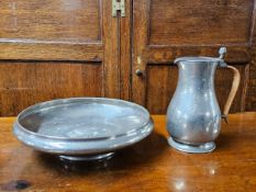 Two items of pewter, the bowl is Tudric for Liberty & Co. Bowl has 28cm circumference.