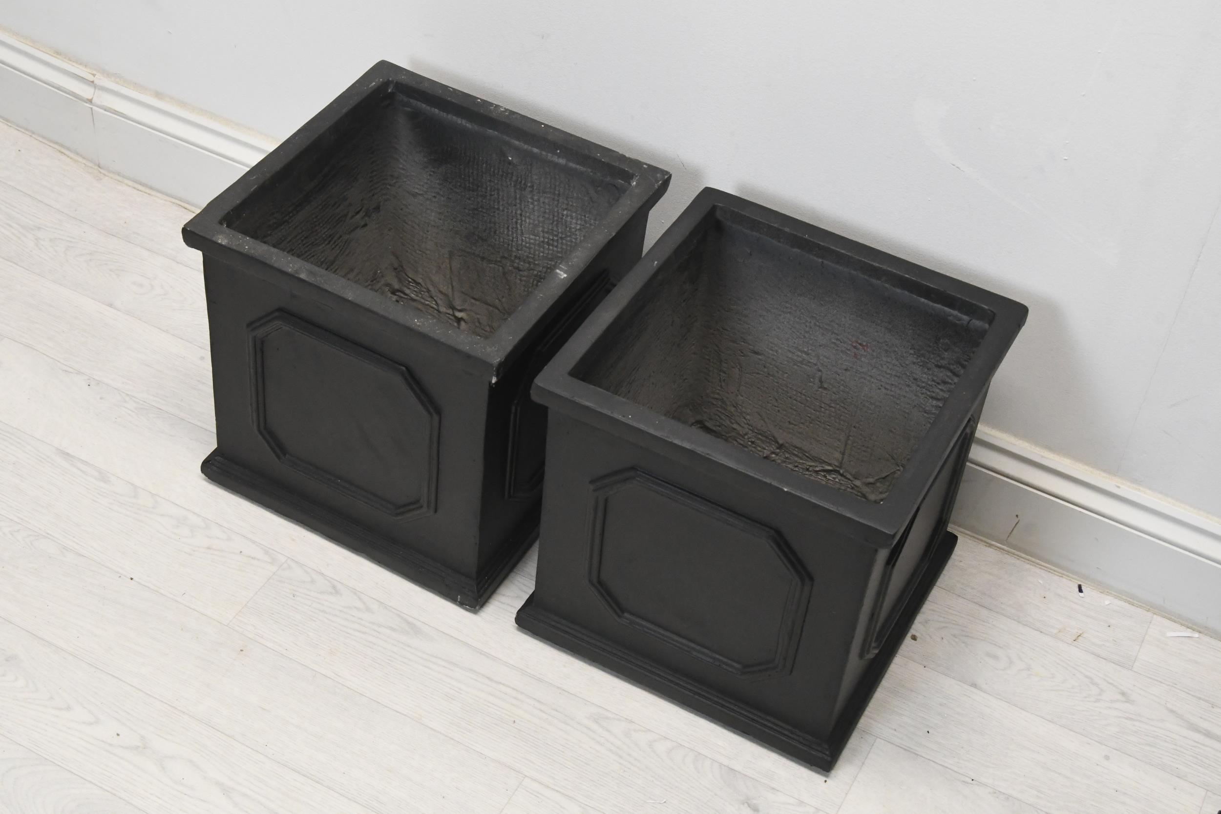 A pair of 19th century style faux lead planters, modern in fibreclay. H.33 W.33 D.33cm. - Image 2 of 3