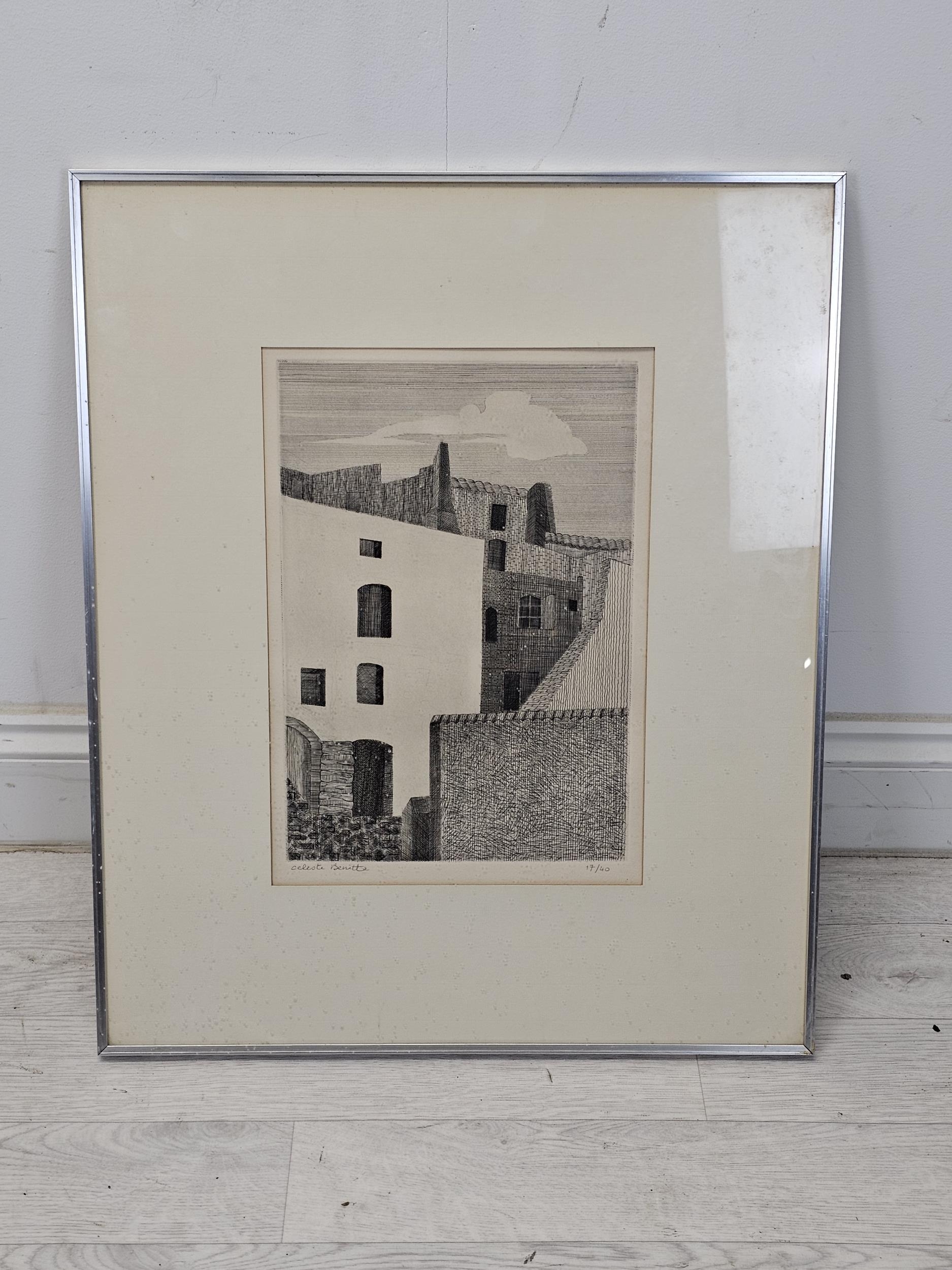 Celeste Benitte, French, a signed etching 'Bonifacio', numbers and signed. Framed and glazed. H.60 - Image 2 of 6