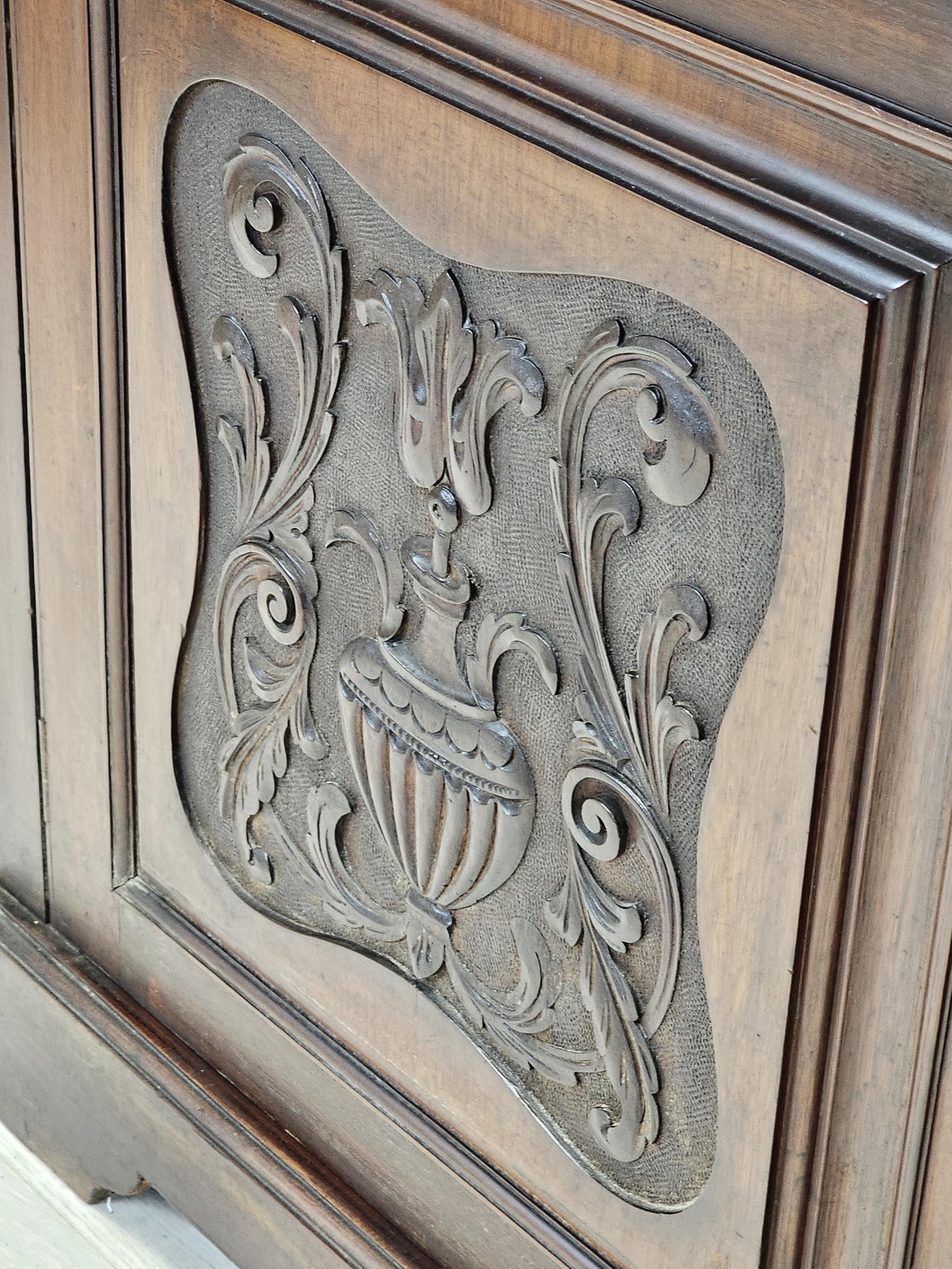 Secretaire cabinet, 19th century carved walnut with fall front revealing well fitted interior. H.100 - Image 15 of 15