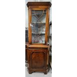 Corner cabinet, Georgian style flame mahogany. H.183 W.65 D.40cm