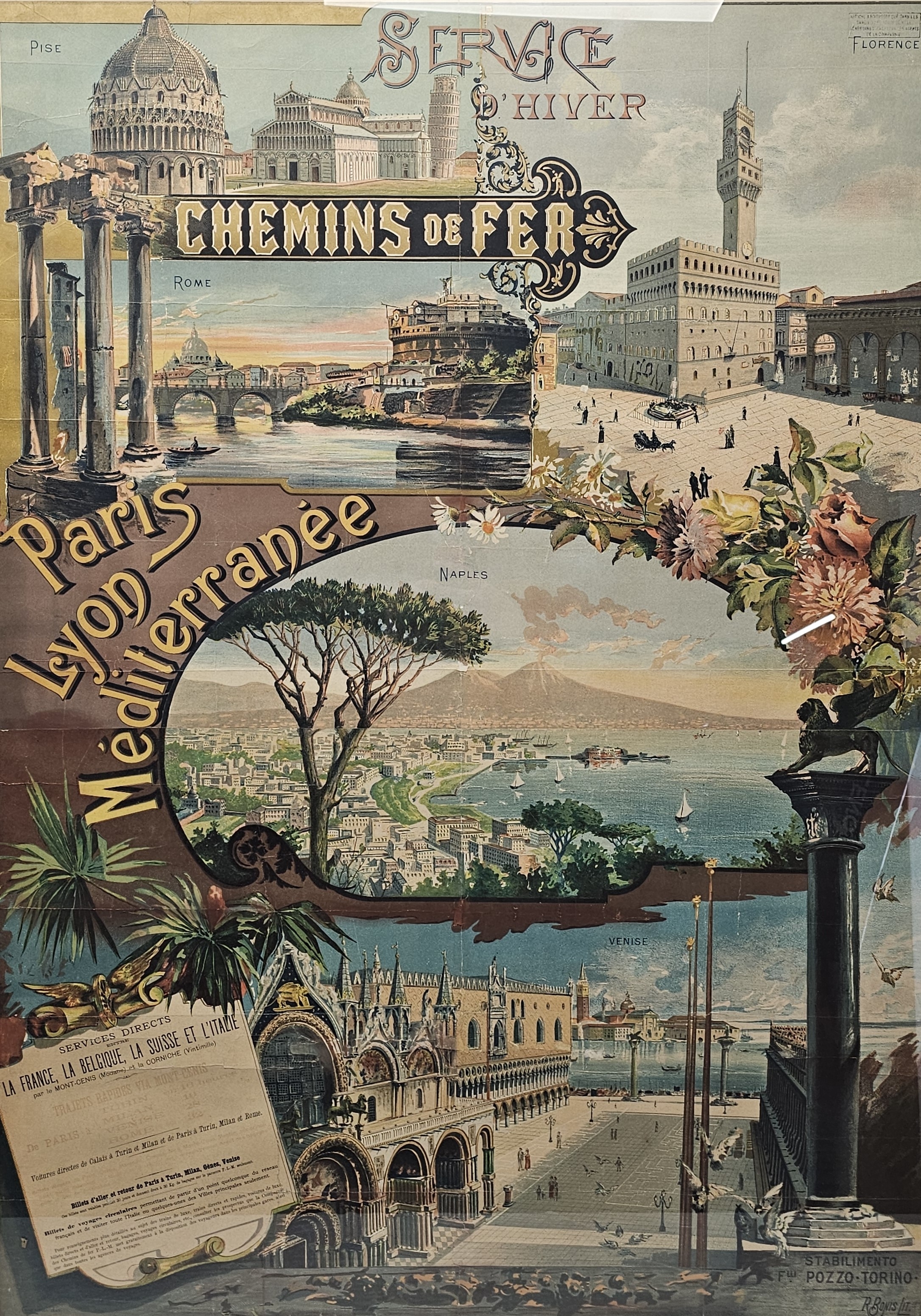 R. Bonis. French rail travel poster. Lithograph. Chemins de fer Paris-Lyon-Méditerranée. Advertising