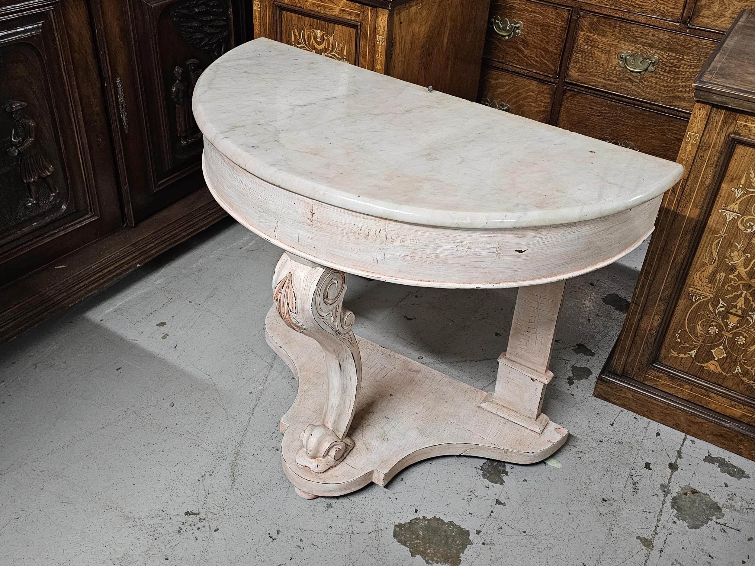 Washstand, Victorian, later painted with marble top. H.71 W.91 D.46cm. (Back panel missing as seen). - Image 3 of 4