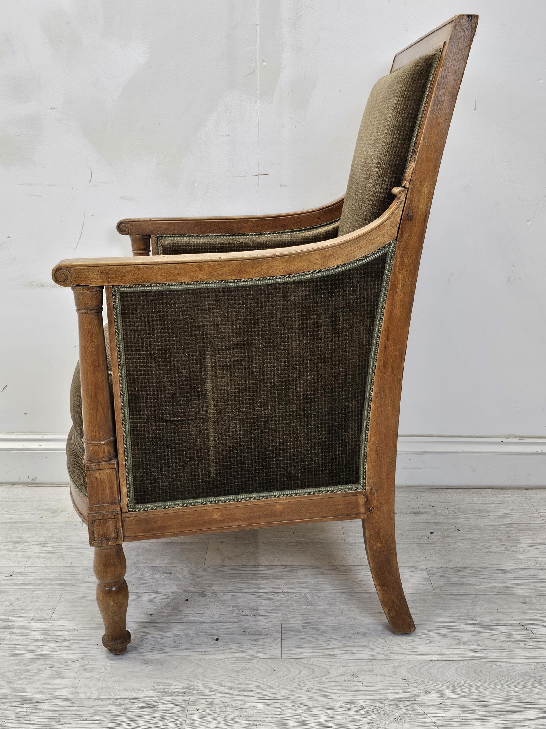 A late 19th century beech framed French Empire armchair, newly reupholstered. H.99 W.67 D.63cm. - Image 3 of 5
