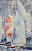 Celeste Benitte (French). A large oil on canvas. A impressionist style collection of sails, a