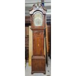 Longcase clock, 19th century mahogany and oak cased with satinwood inlay, etched brass and steel