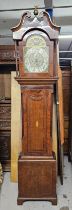 Longcase clock, 19th century mahogany and oak cased with satinwood inlay, etched brass and steel
