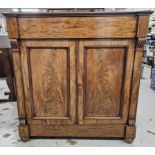 Linen press cabinet, early 19th century mahogany with frieze drawer and fitted interior. H.130 W.