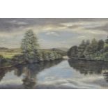 Oil on canvas, riverscape; On the Earn, Near Crieff, signed J M Davie, dated and titled. In a gilt