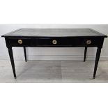 Writing table, late 19th century Empire style, later painted with tooled leather inset top. H.76 W.