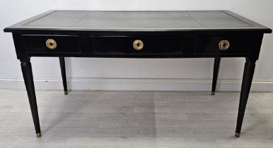 Writing table, late 19th century Empire style, later painted with tooled leather inset top. H.76 W.