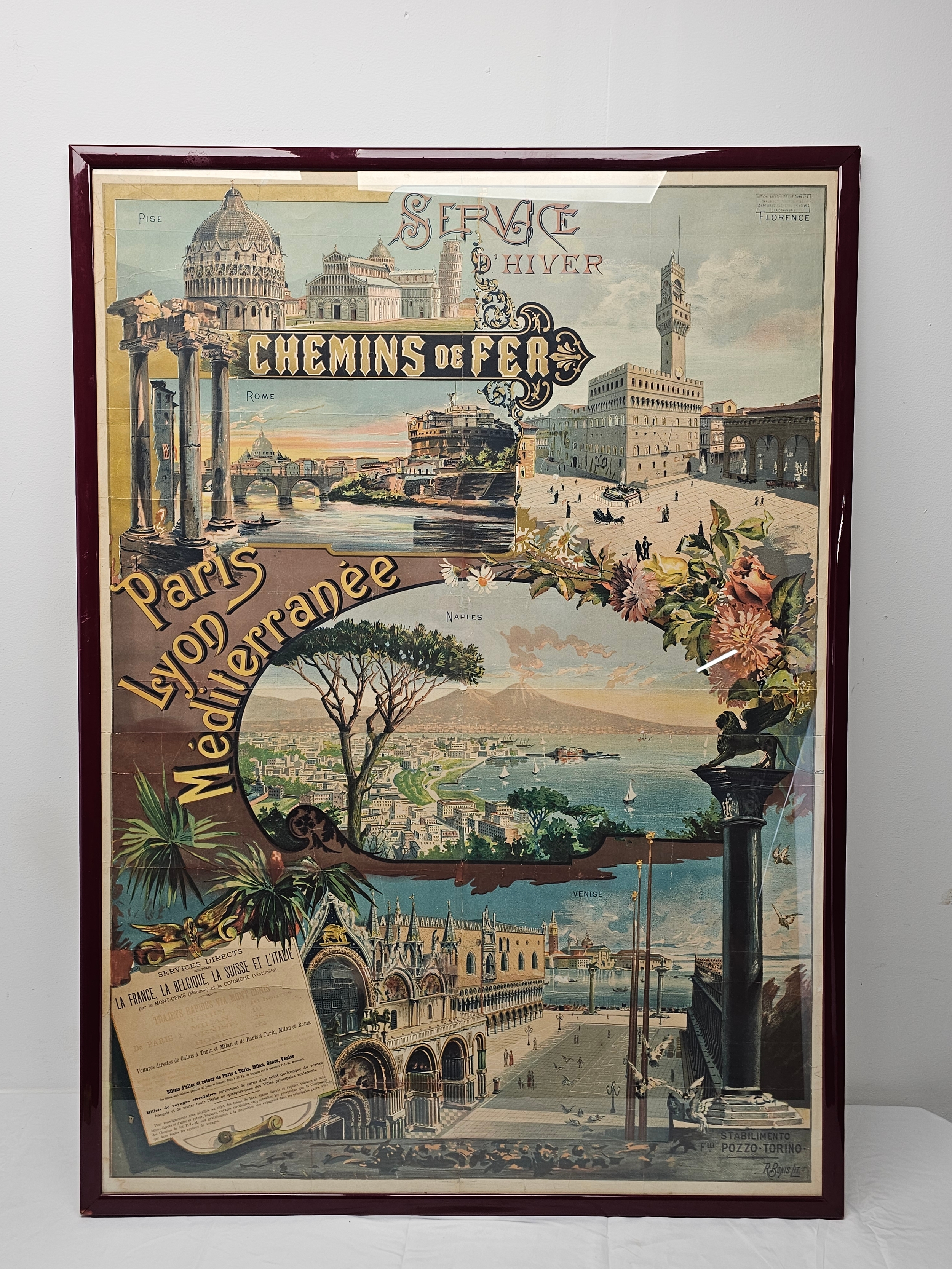 R. Bonis. French rail travel poster. Lithograph. Chemins de fer Paris-Lyon-Méditerranée. Advertising - Image 2 of 6