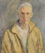 Framed oil on board, male portrait. H.77 W.68cm.