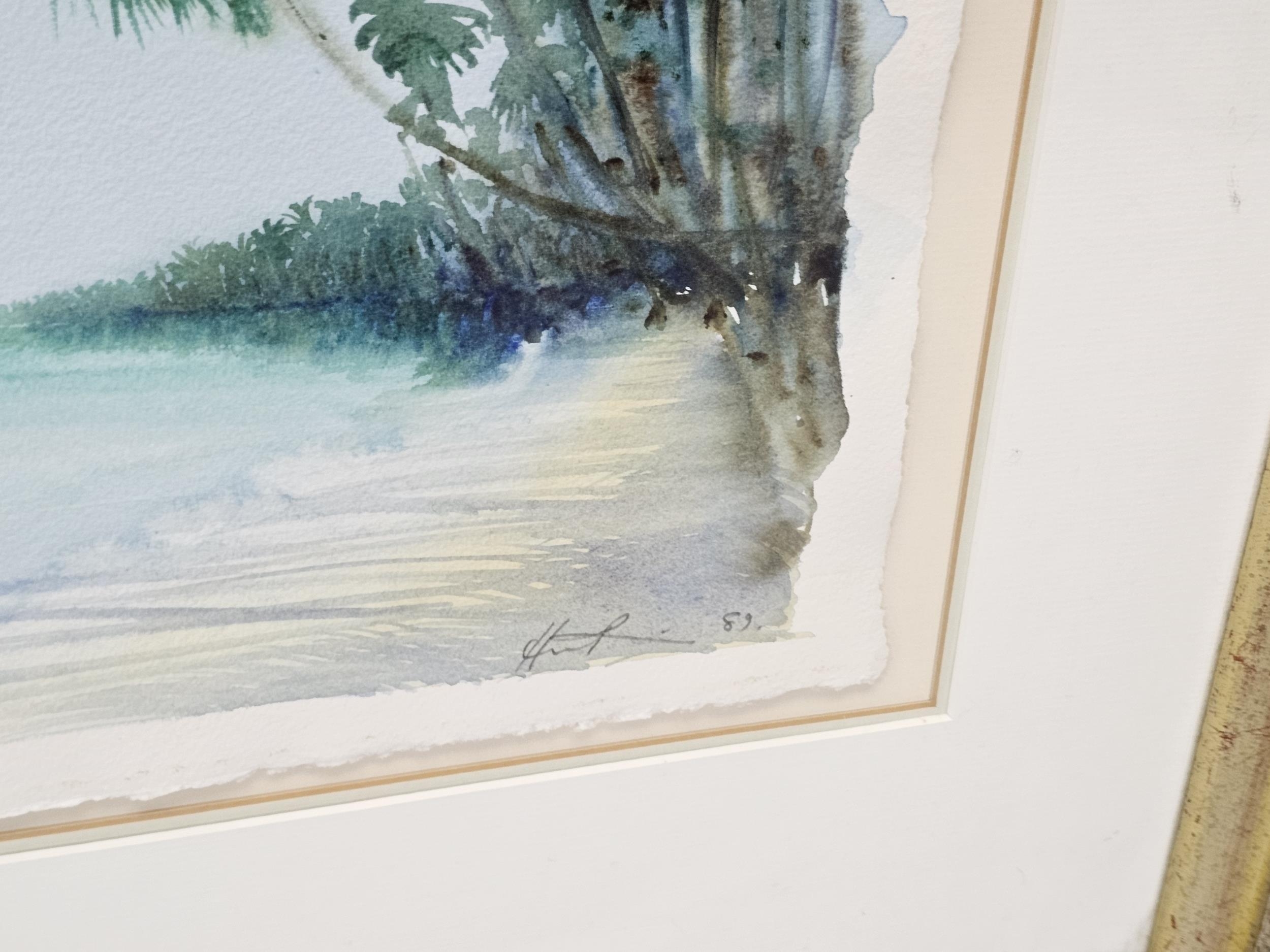 A framed and glazed watercolour, 'Life's a Beach, (El Salvador, Brazil), indistinctly signed. H.60 - Image 4 of 5