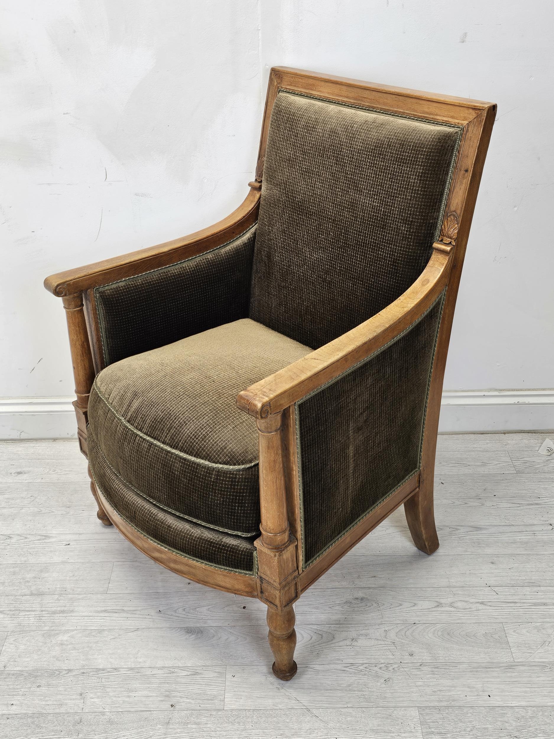 A late 19th century beech framed French Empire armchair, newly reupholstered. H.99 W.67 D.63cm. - Image 2 of 5