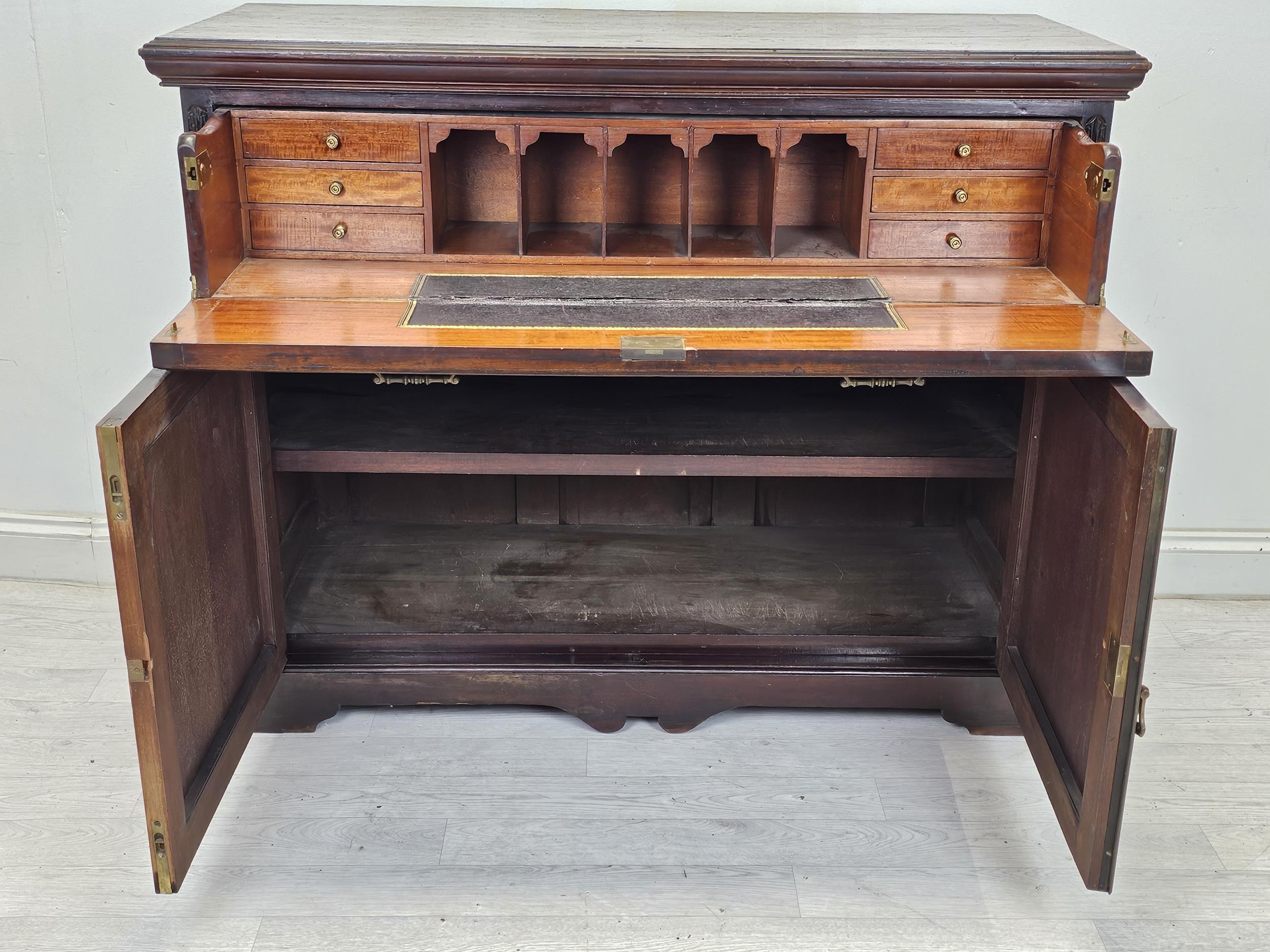 Secretaire cabinet, 19th century carved walnut with fall front revealing well fitted interior. H.100 - Image 6 of 15