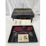 Military box plus items including rare Chindit badges from the collection of Col KM Stuckey South