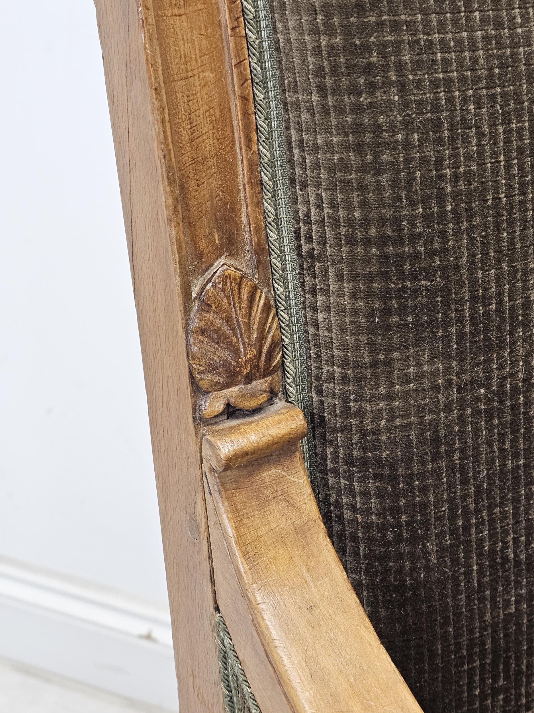 A late 19th century beech framed French Empire armchair, newly reupholstered. H.99 W.67 D.63cm. - Image 5 of 5