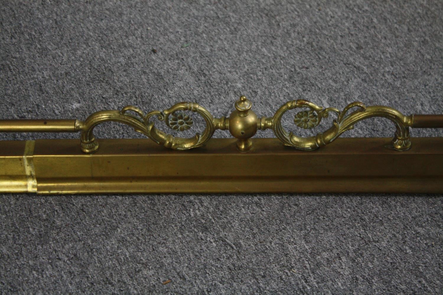 Fire kerb, late 19th century brass. L.130 W.52cm. - Image 4 of 4