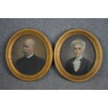 Heinrich Schmidt-Rom. Two oval portraits. Oil on board. Signed. Unexamined out of frame. With the