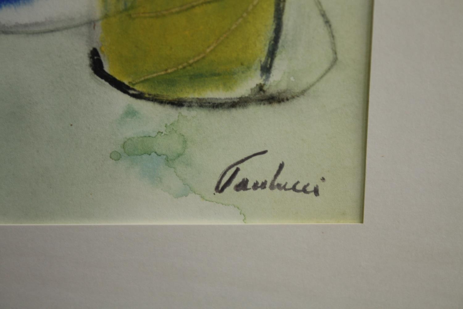 Enrico Paulucci (Italian. 1901-1999). Watercolour signed lower right. Framed and glazed. H.50 W. - Image 3 of 4
