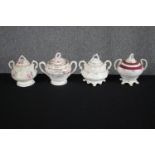 Four 19th century lidded sugar bowls. H.17cm. (largest)