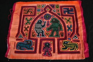 Aboriginal art. Fabric embroidery. Unsigned. L.37 W.45cm.