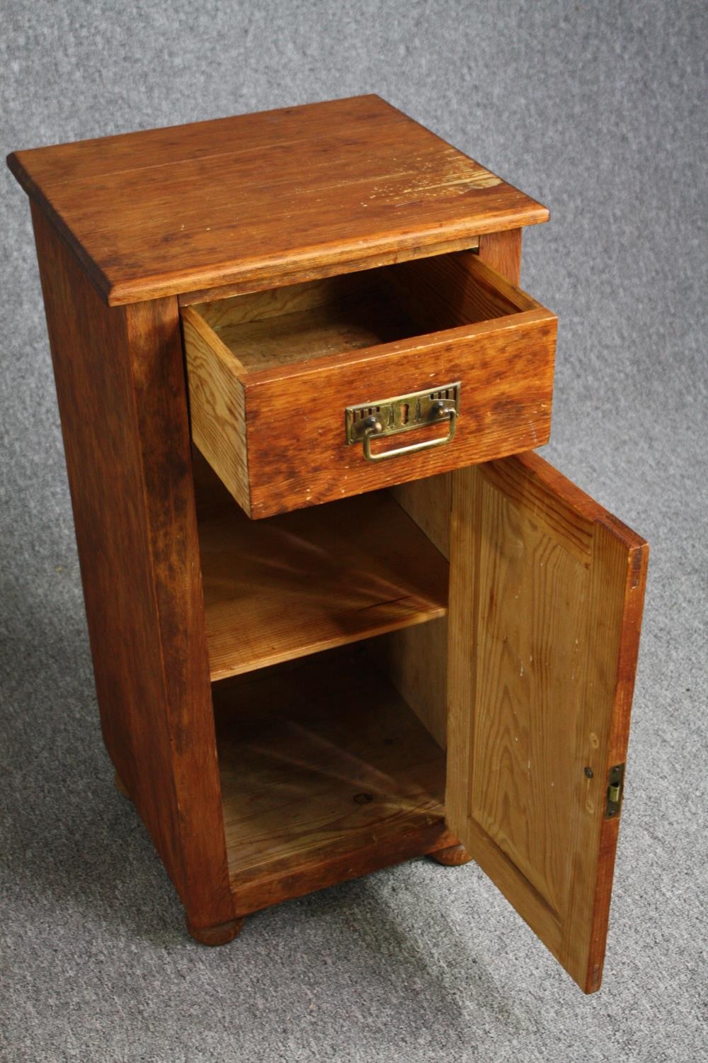 Bedside cabinets, 19th century North European pine. H.78 W.39 D.35cm. - Image 4 of 4