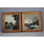 Two framed and glazed Japanese silk embroidery art pictures. Unsigned but by the same hand. H.71 W.