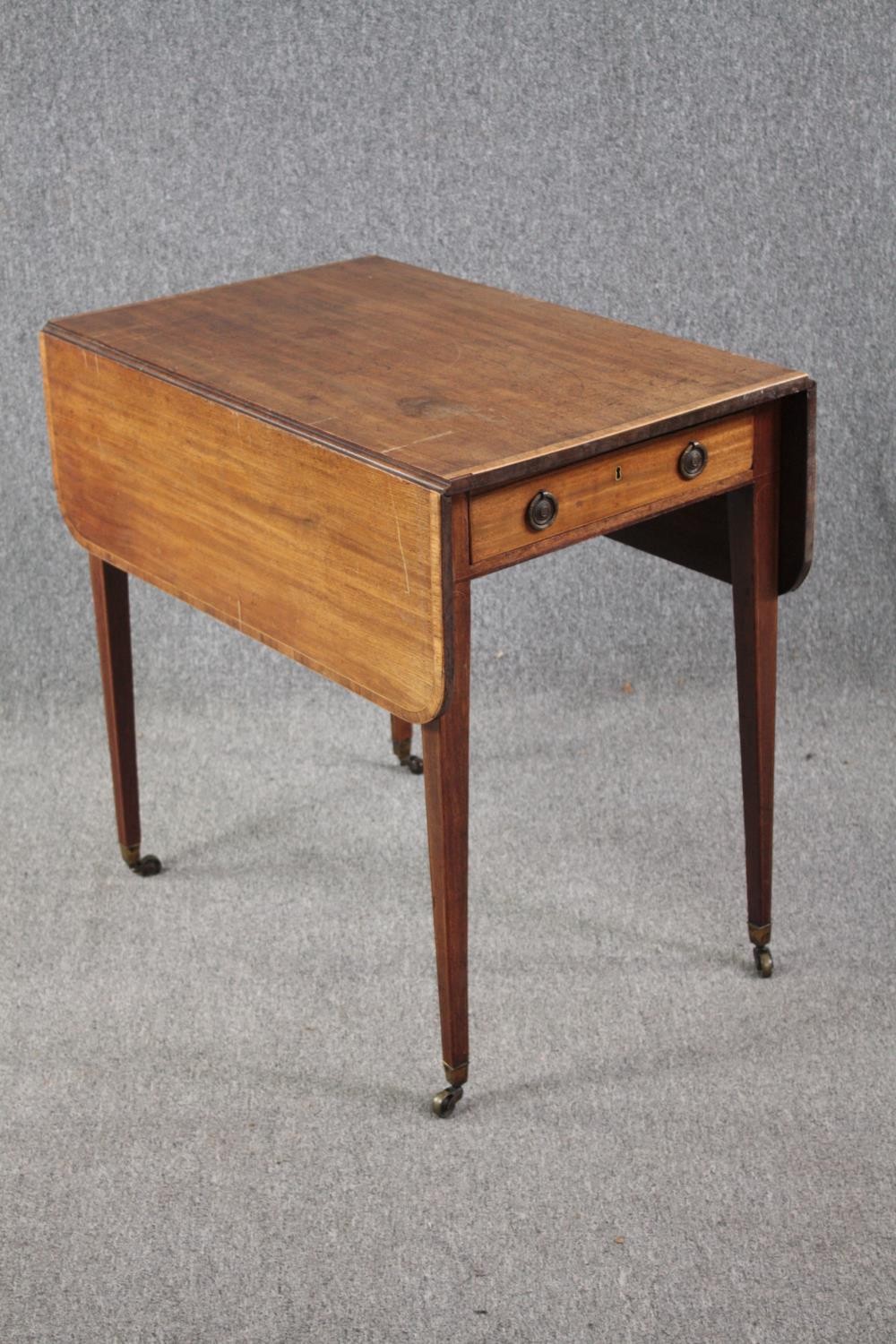 Pembroke table, late Georgian mahogany and satinwood crossbanded. H.72 W.98 D.75cm. (ext) - Image 2 of 7