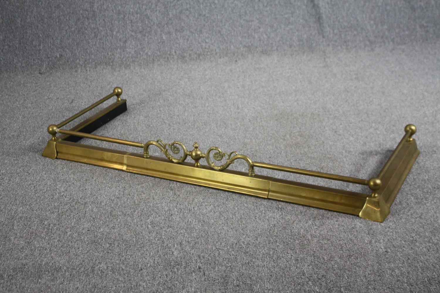 Fire kerb, late 19th century brass. L.130 W.52cm. - Image 3 of 4