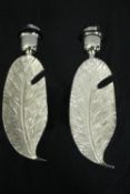 Two chrome feather wall mounted lights. H.28cm. (each)