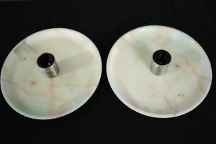 A pair of ceiling lamps. Dia.28cm. (each)