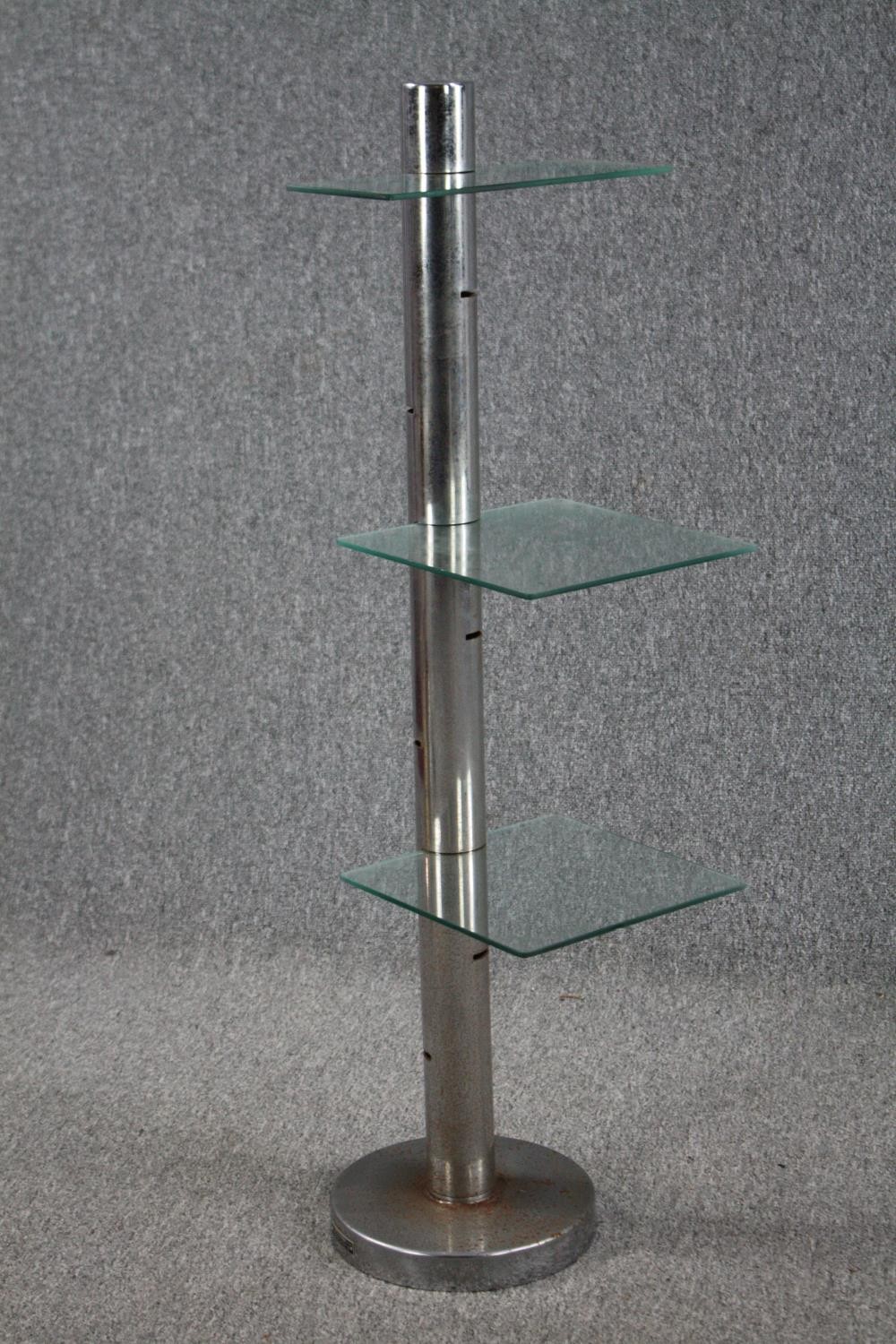 A pair of Art deco display stands with semi circle glass shelves. With six tiers of adjustable - Image 7 of 7